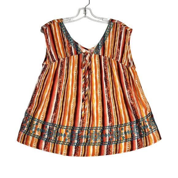 Savanna Jane Sleeveless Embroidered Tank Blouse Orange Red Womens Small - Picture 1 of 8